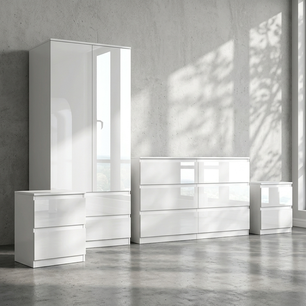 Soho 2 Door Wardrobe, 6 Drawer Chest & Bedside Tables 4 Piece Bedroom Set