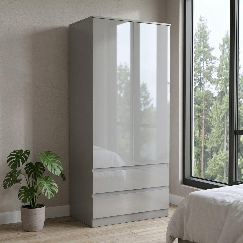 Soho 2 Door Wardrobe, 5 Drawer Chest & Bedside Table Bedroom Set