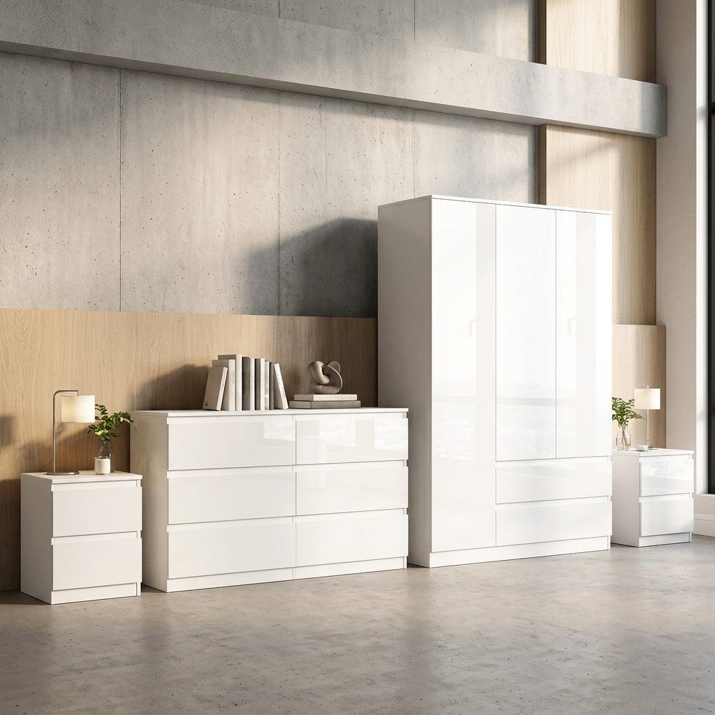 Soho 3 Door Wardrobe, 6 Drawer Chest & Bedside Tables 4 Piece Bedroom Set