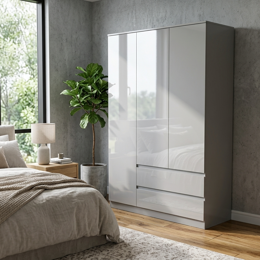 Soho 3 Door Wardrobe, 4 Drawer Chest & Bedside Table Bedroom Set
