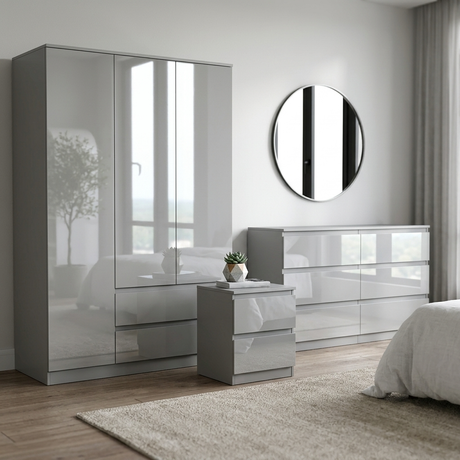 Soho 3 Door Wardrobe, 6 Drawer Chest & Bedside Table Bedroom Set