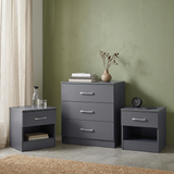 Highbury 3 Drawer Chest of Drawers & 1 Drawer Bedside 3 Piece Bedroom Set
