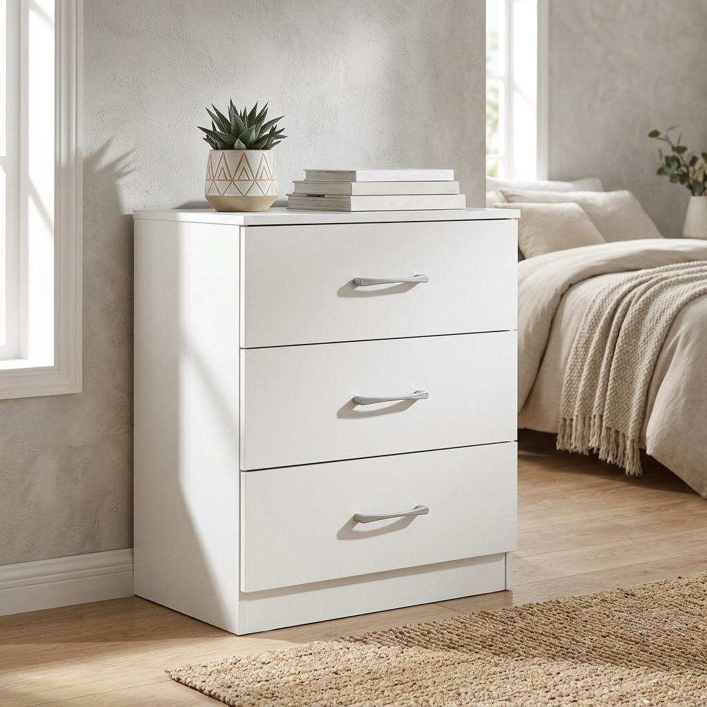 Highbury 3 Drawer Chest of Drawers & 1 Drawer Bedside 3 Piece Bedroom Set