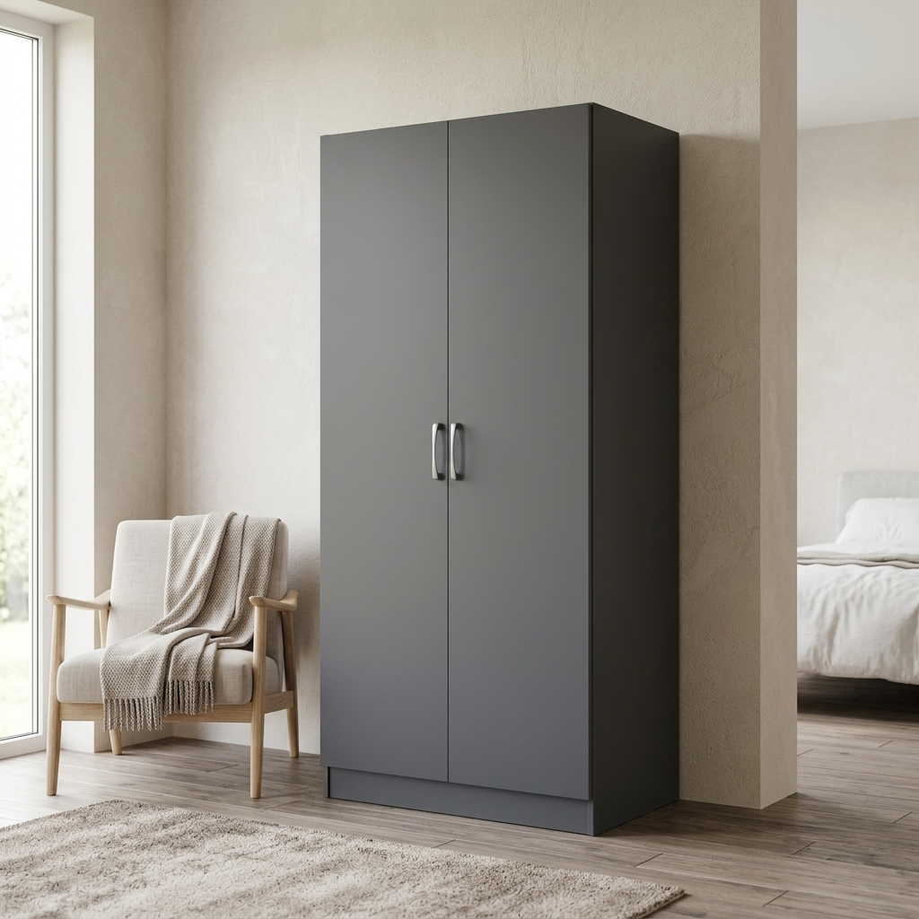 Highbury 2 Door Double Wardrobe & 1 Drawer Bedside 3 Piece Bedroom Set