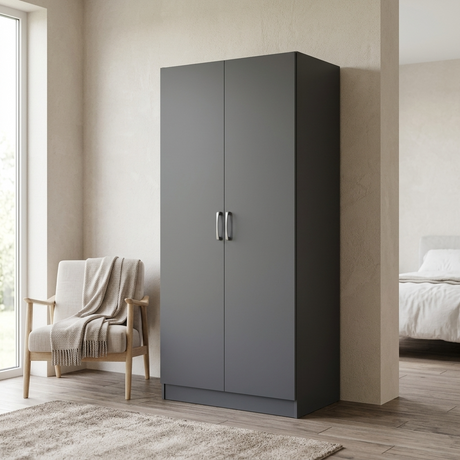 Highbury 2 Door Double Wardrobe & 1 Drawer Bedside 3 Piece Bedroom Set