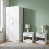 Highbury 2 Door Double Wardrobe & 1 Drawer Bedside 3 Piece Bedroom Set