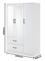 Paddington 3 Door 2 Drawer Mirrored Wardrobe