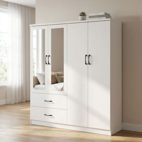 Paddington 4 Door 2 Drawer Mirrored Wardrobe