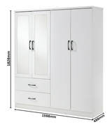 Paddington 4 Door Wardrobe & 3+2 Drawer Chest 4 Piece Bedroom Set