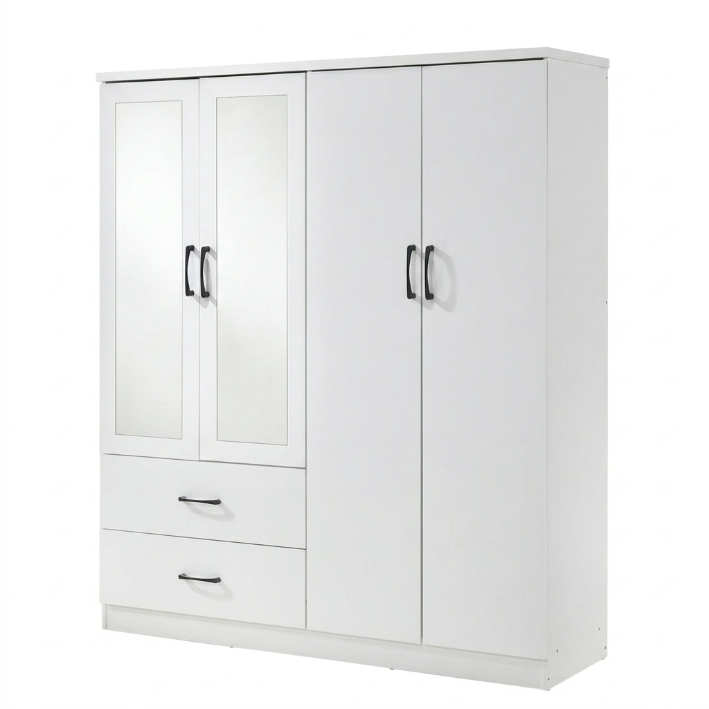 Paddington 4 Door 2 Drawer Mirrored Wardrobe