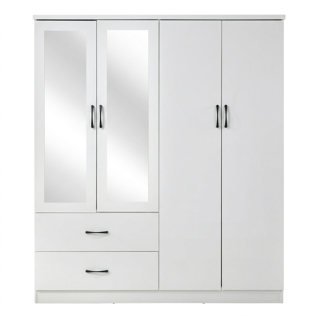 Paddington 4 Door 2 Drawer Mirrored Wardrobe