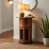 Denali 2 Drawer 2 Door Oval Drum Side Table