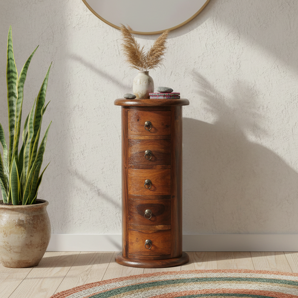 Denali 5 Drawer Slim Drum Chest of Drawers