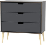Shanghai 3 Drawer Chest with Wood Legs