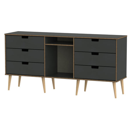 Shanghai 6 Drawer TV Unit with Wooden Legs