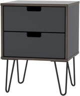 Shanghai 2 Drawer Bedside Table with Black Hairpin Legs