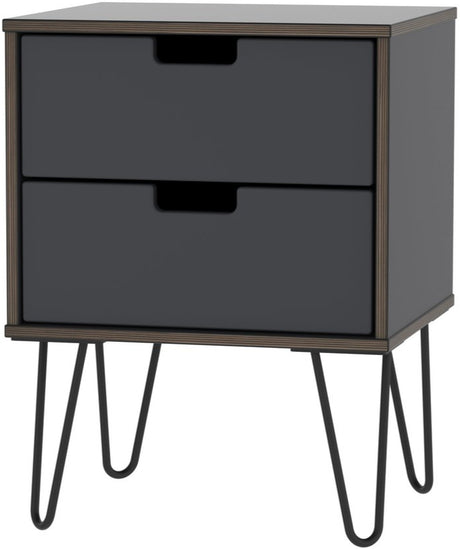Shanghai 2 Drawer Bedside Table with Black Hairpin Legs