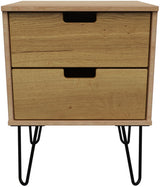 Shanghai 2 Drawer Bedside Table with Black Hairpin Legs