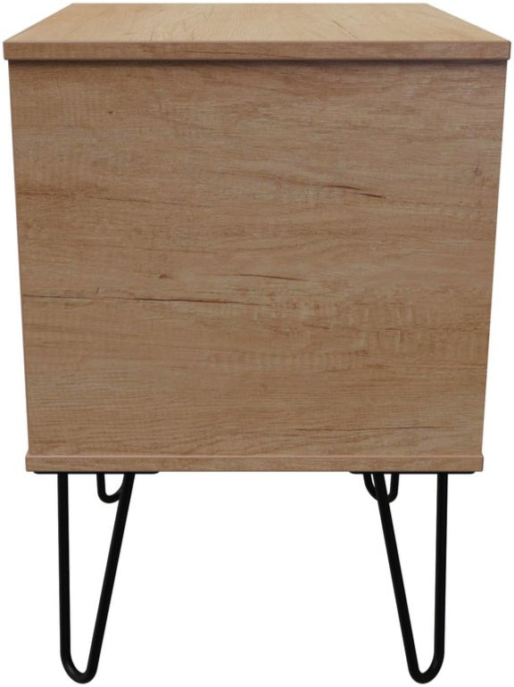 Shanghai 2 Drawer Bedside Table with Black Hairpin Legs