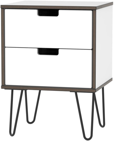 Shanghai 2 Drawer Bedside Table with Black Hairpin Legs