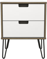 Shanghai 2 Drawer Bedside Table with Black Hairpin Legs