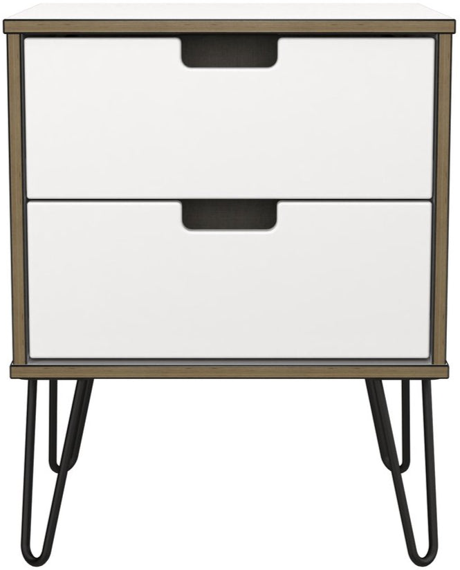 Shanghai 2 Drawer Bedside Table with Black Hairpin Legs