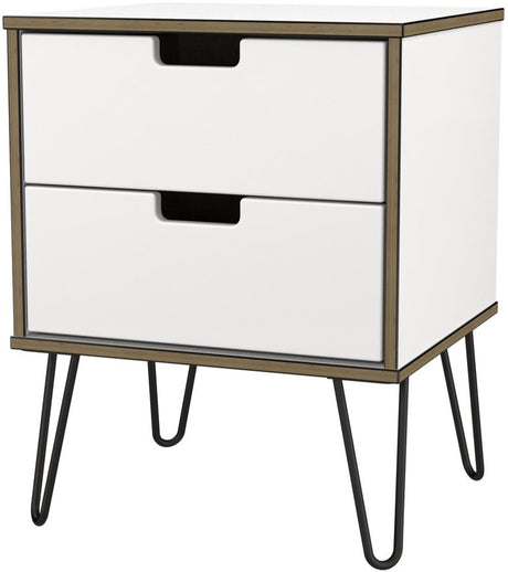 Shanghai 2 Drawer Bedside Table with Black Hairpin Legs
