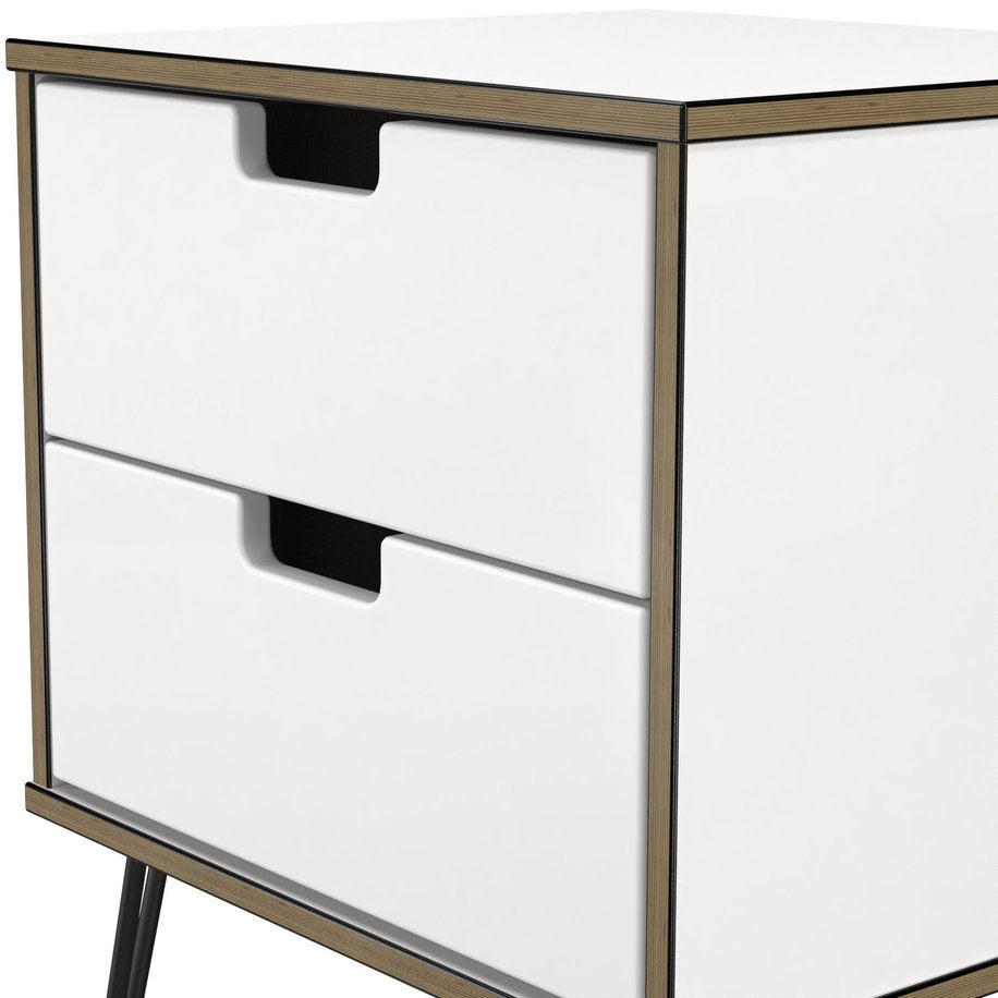 Shanghai 2 Drawer Bedside Table with Black Hairpin Legs