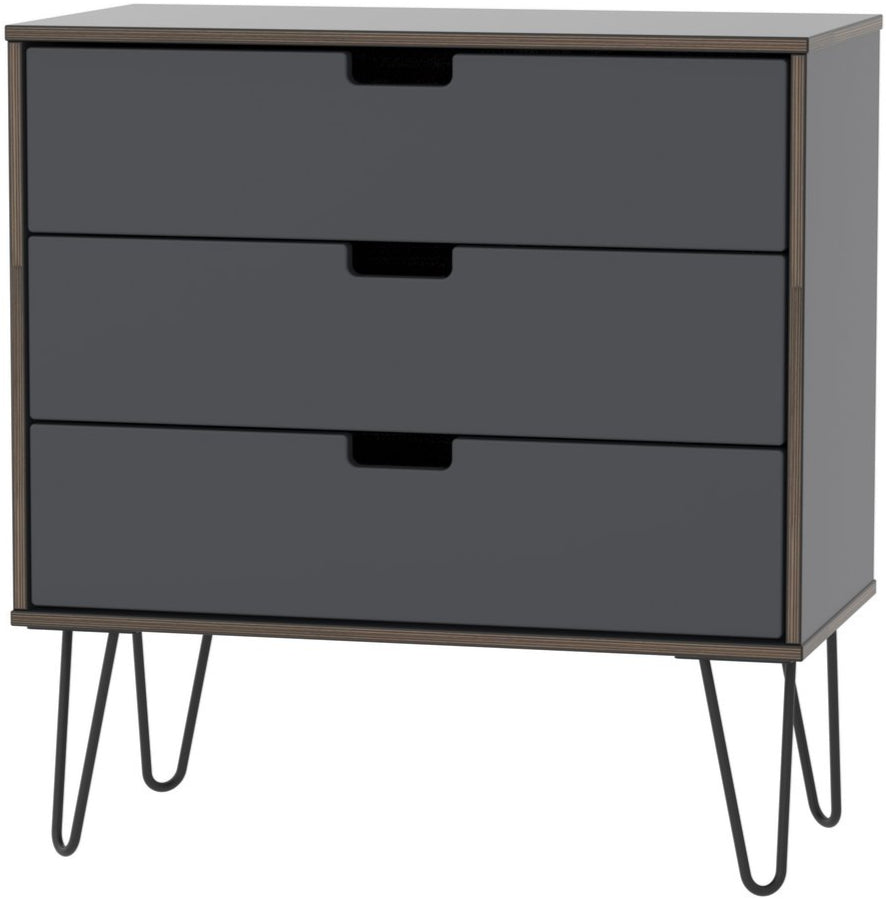 Shanghai 3 Drawer Chest with Black Hairpin Legs