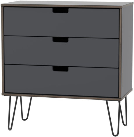 Shanghai 3 Drawer Chest with Black Hairpin Legs