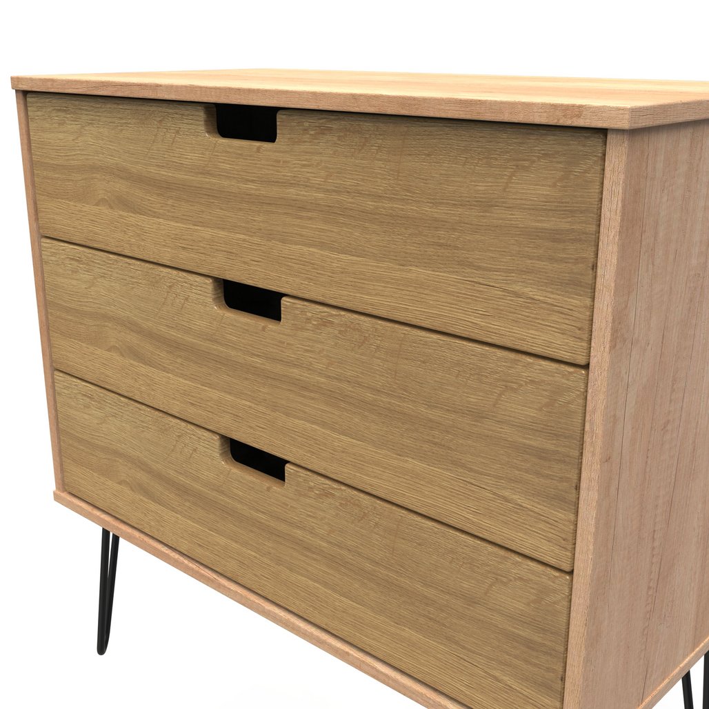 Shanghai 3 Drawer Chest with Black Hairpin Legs