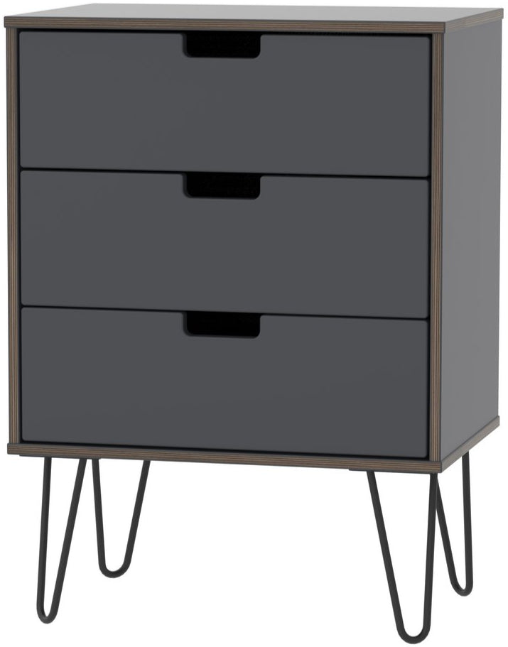 Shanghai 3 Drawer Chest of Drawers with Black Hairpin Legs
