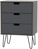 Shanghai 3 Drawer Chest of Drawers with Black Hairpin Legs
