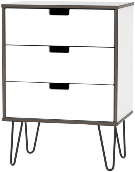 Shanghai 3 Drawer Chest of Drawers with Black Hairpin Legs