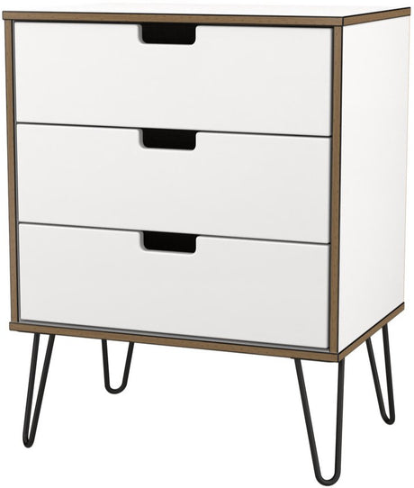 Shanghai 3 Drawer Chest of Drawers with Black Hairpin Legs