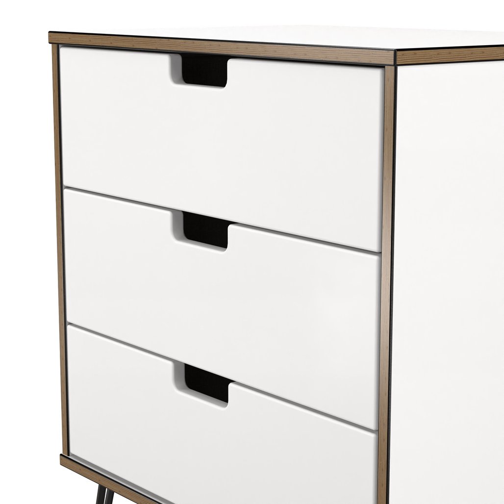 Shanghai 3 Drawer Chest of Drawers with Black Hairpin Legs