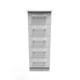 Sherwood Grey Matt 5 Drawer Bedside Cabinet