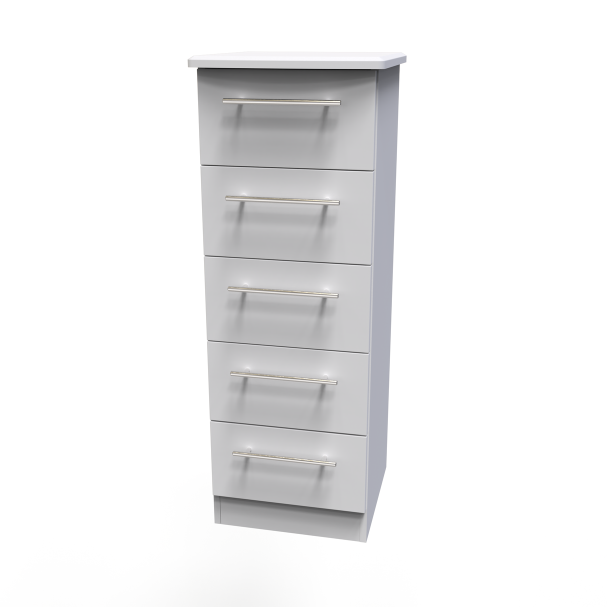 Sherwood Grey Matt 5 Drawer Bedside Cabinet