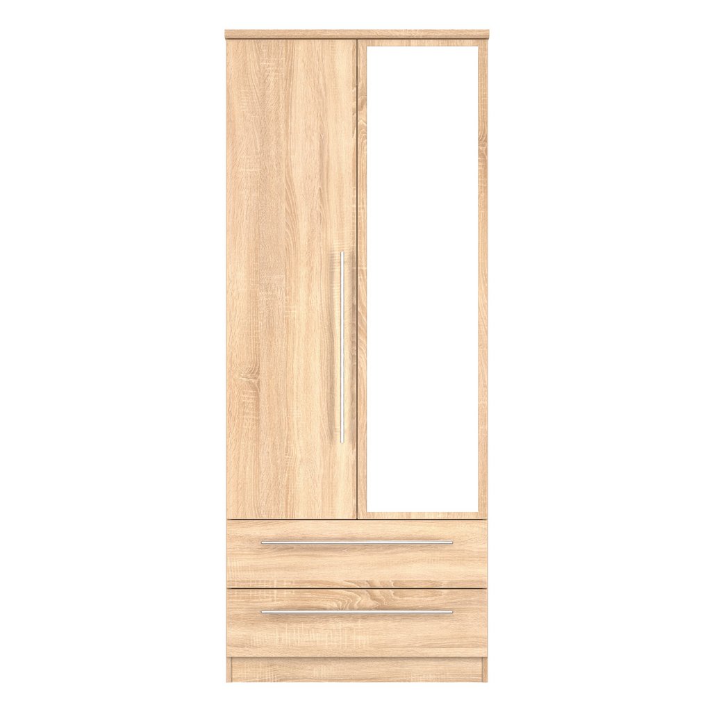 Sherwood Mirrored 2 Drawer 2 Door Double Wardrobe