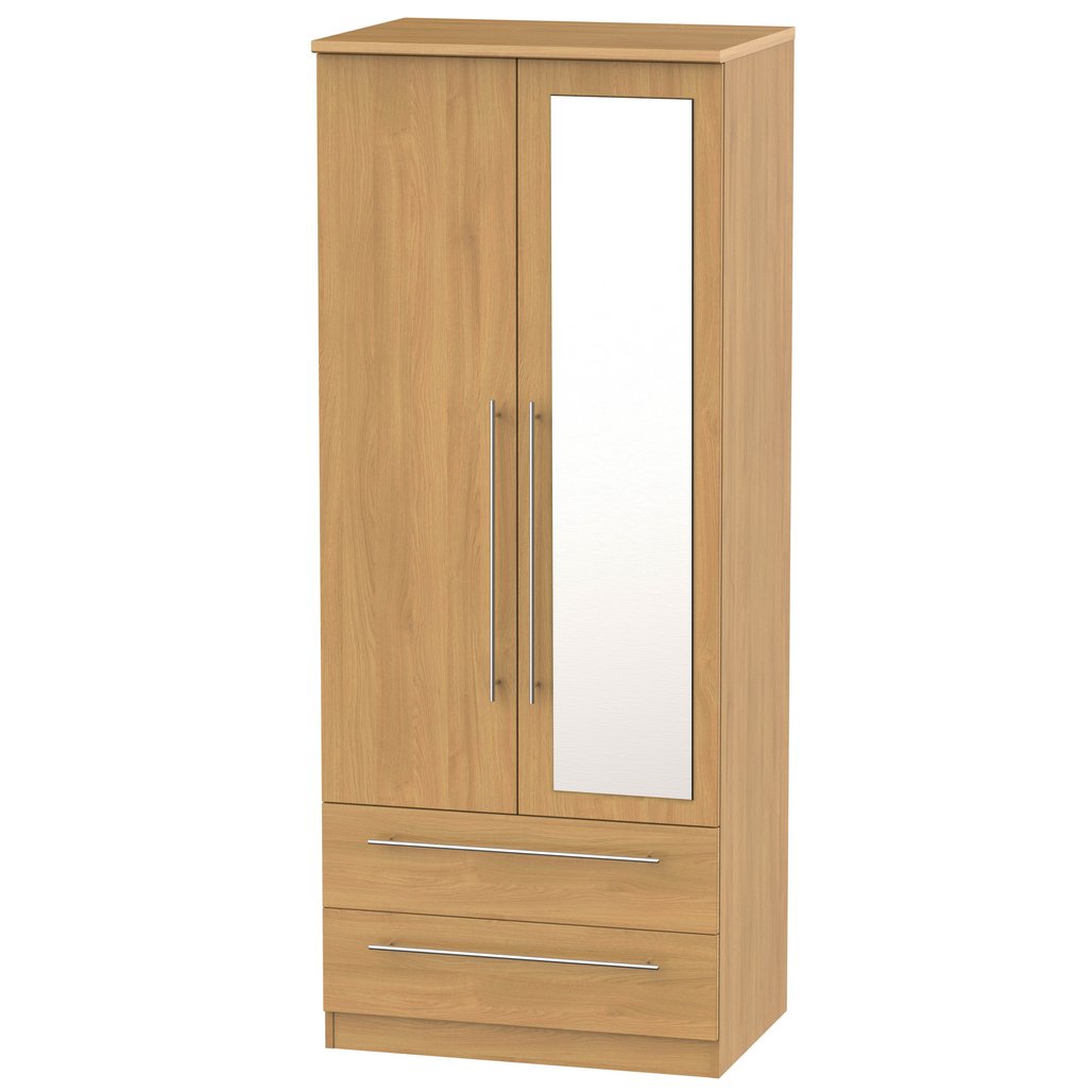 Sherwood Mirrored 2 Drawer 2 Door Double Wardrobe