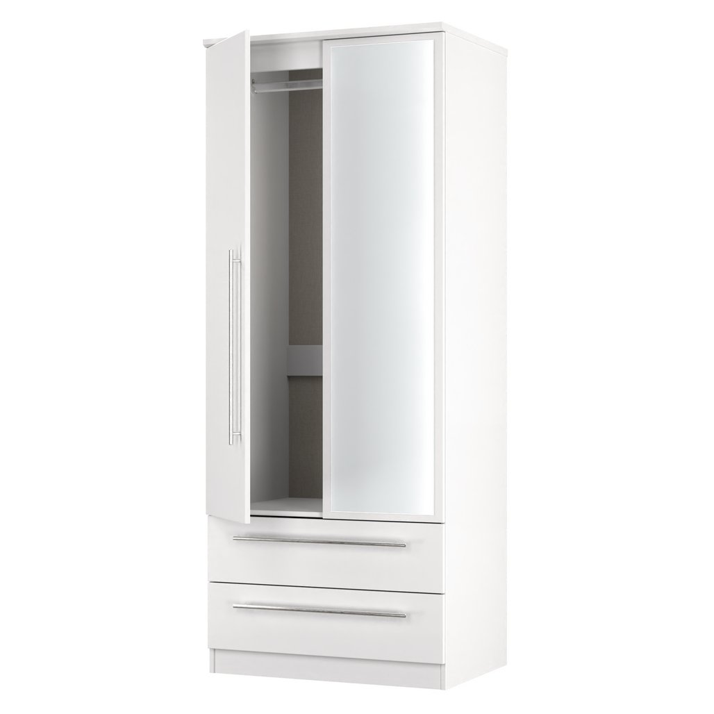 Sherwood Mirrored 2 Drawer 2 Door Double Wardrobe