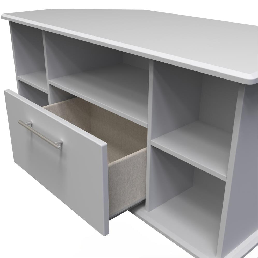 Sherwood Corner 1 Drawer TV Unit with Open Shelving