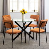 Sheldon Round Glass Dining Set with 4 Velvet Chairs