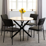 Sheldon Round Wooden Dining Set with 4 Boucle Chairs