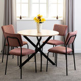 Sheldon Round Wooden Dining Set with 4 Velvet Chairs