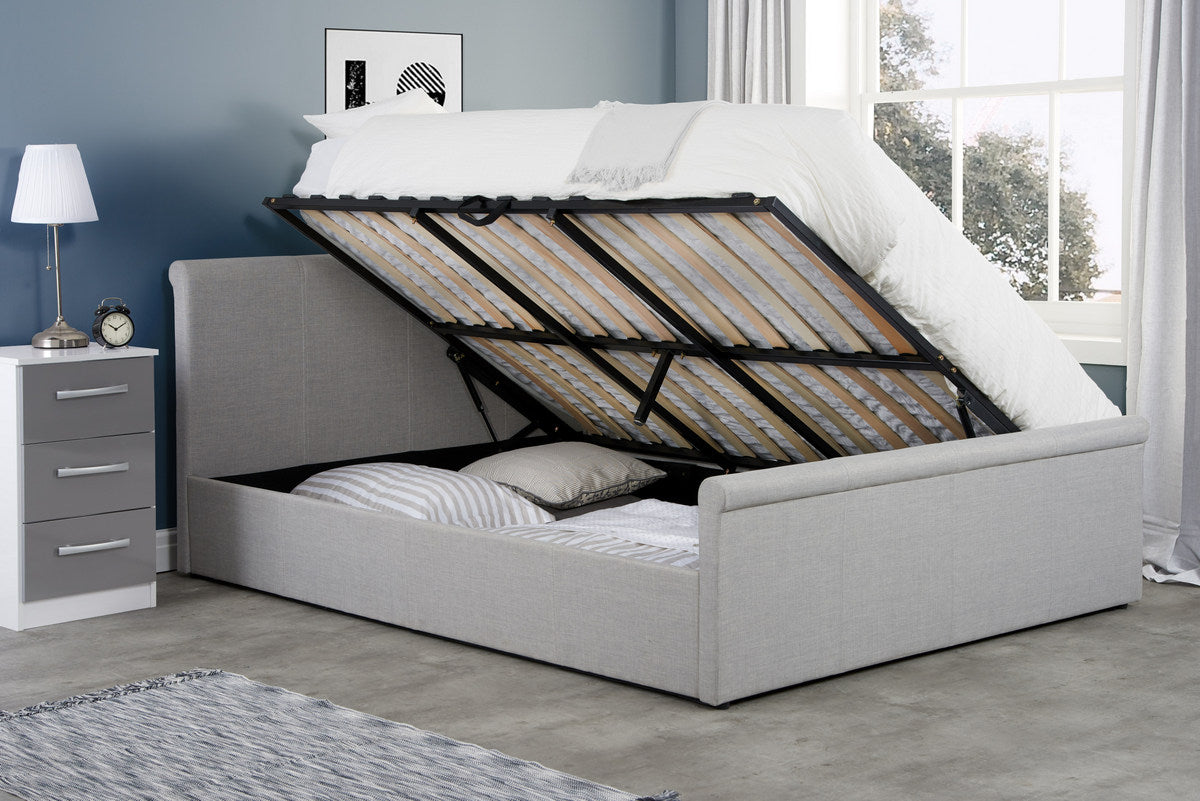 Stratus Grey Fabric Ottoman Bed Frame