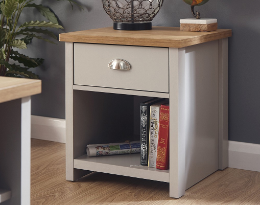 Lancaster Grey 1 Drawer Lamp Side Table