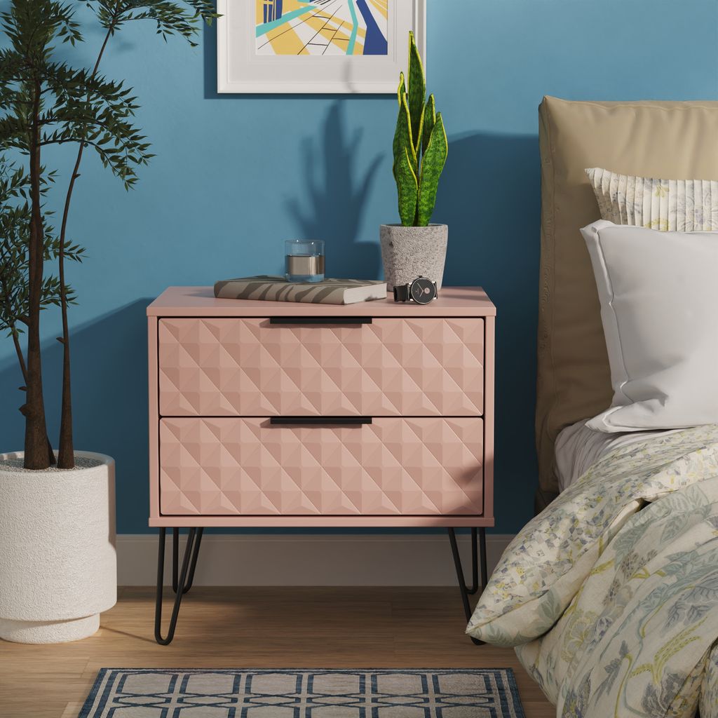 Harlequin 2 Drawer Midi Chest with Black Hairpin Legs