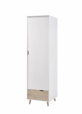 Stockholm White Oak 1 Door Wardrobe