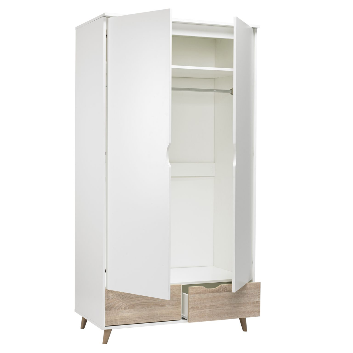 Stockholm White Oak 2 Door Wardrobe